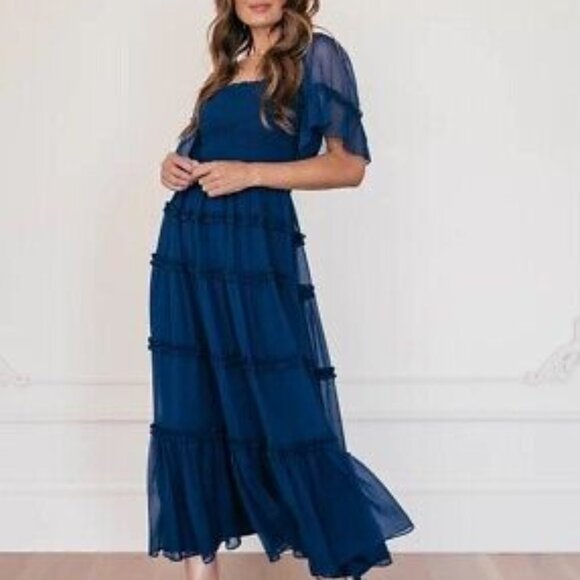 JessaKae Dresses & Skirts - Jessakae Senna Chiffon Dress Navy 2X
